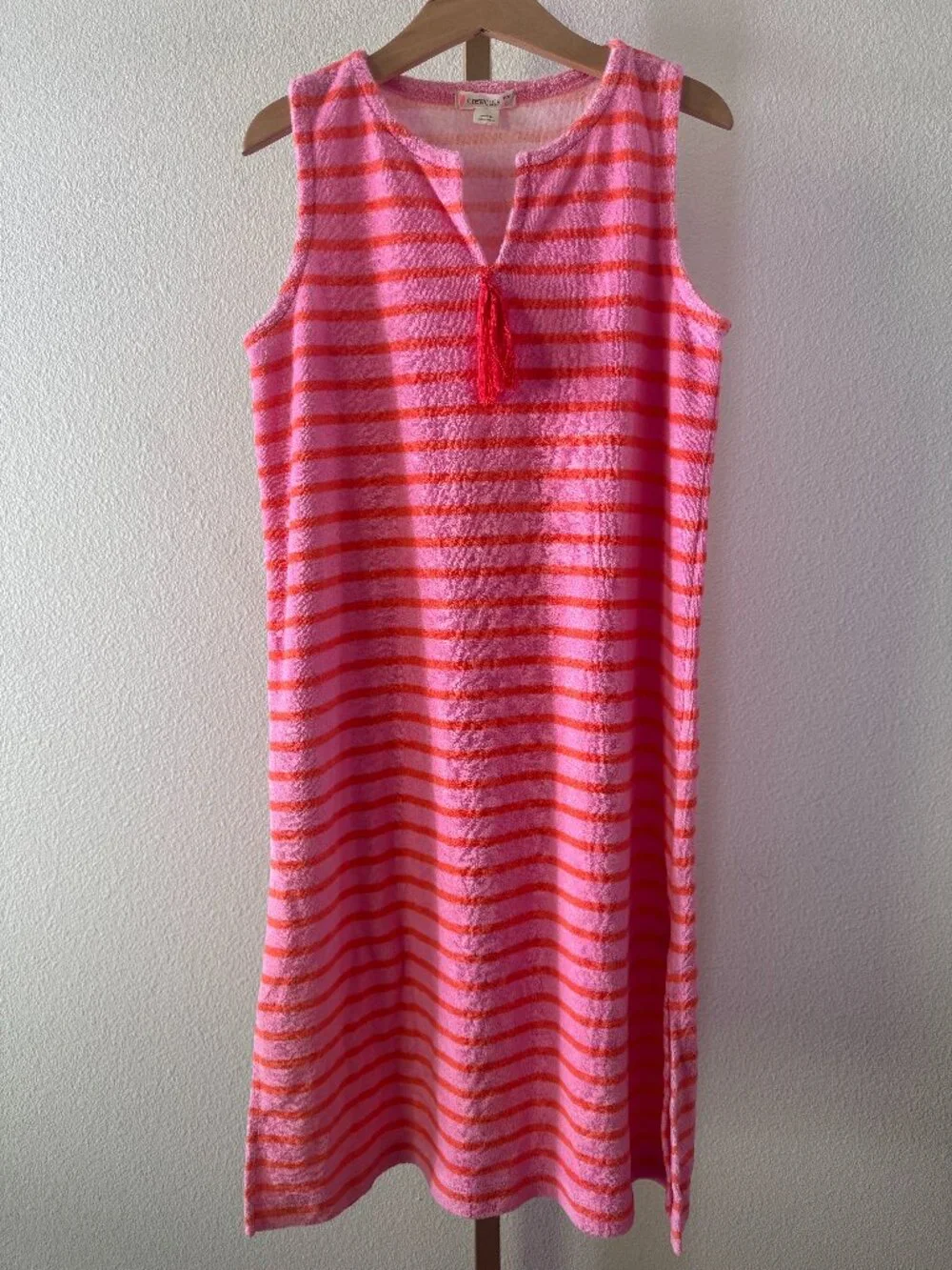 J.Crew Girls Terry Maxi Dress UPF 50 Pink Stripe Size 8